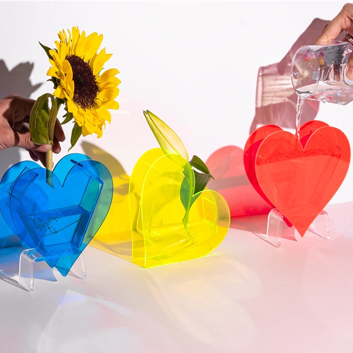 Heart Acrylic Vase - Set of 3