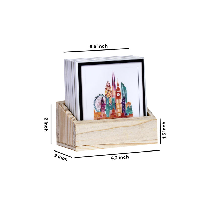 Magical Cities Tea Coasters - Set of 6 with wooden stand