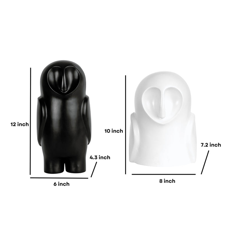 Monochrome Owl Duo - Set of 2