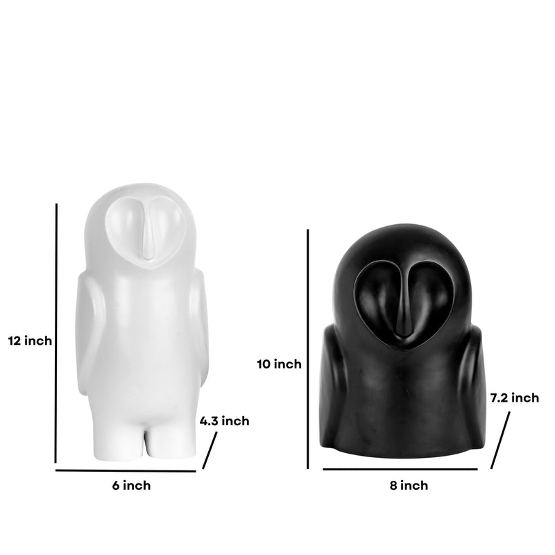 Monochrome Owl Duo - Set of 2