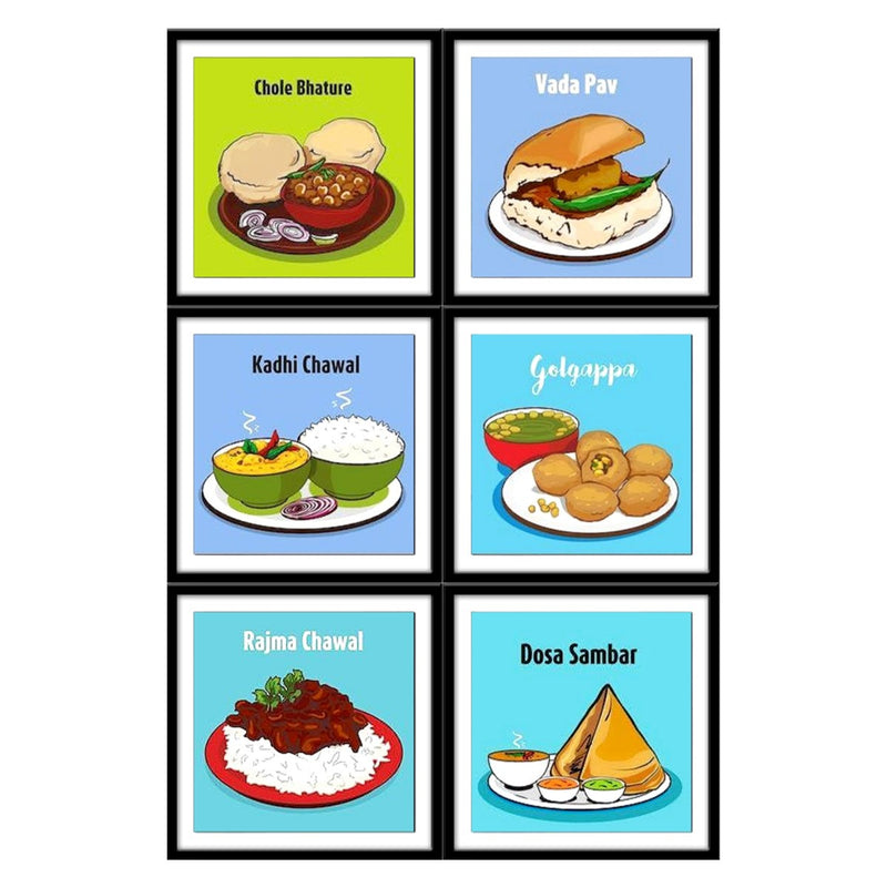 Big Foodies Tea Coasters - Set of 6 with a wooden stand
