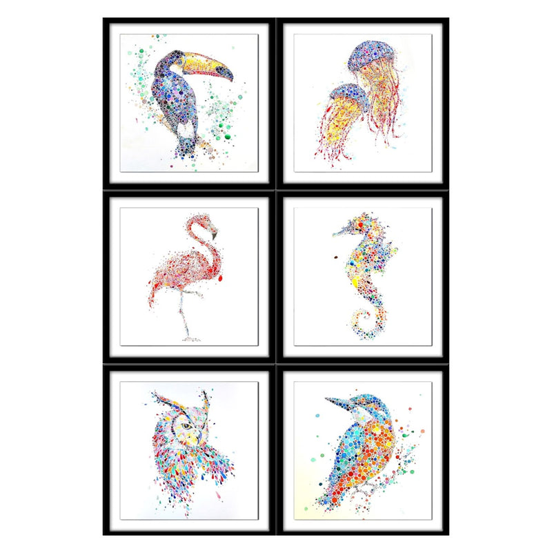 Dot Art Tea Coasters - Set of 6 with wooden stand
