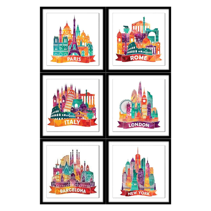 Magical Cities Tea Coasters - Set of 6 with wooden stand