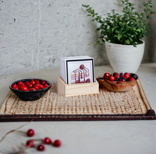 Image Yummy Pastry Tea Coasters - Set of 6 with wooden stand