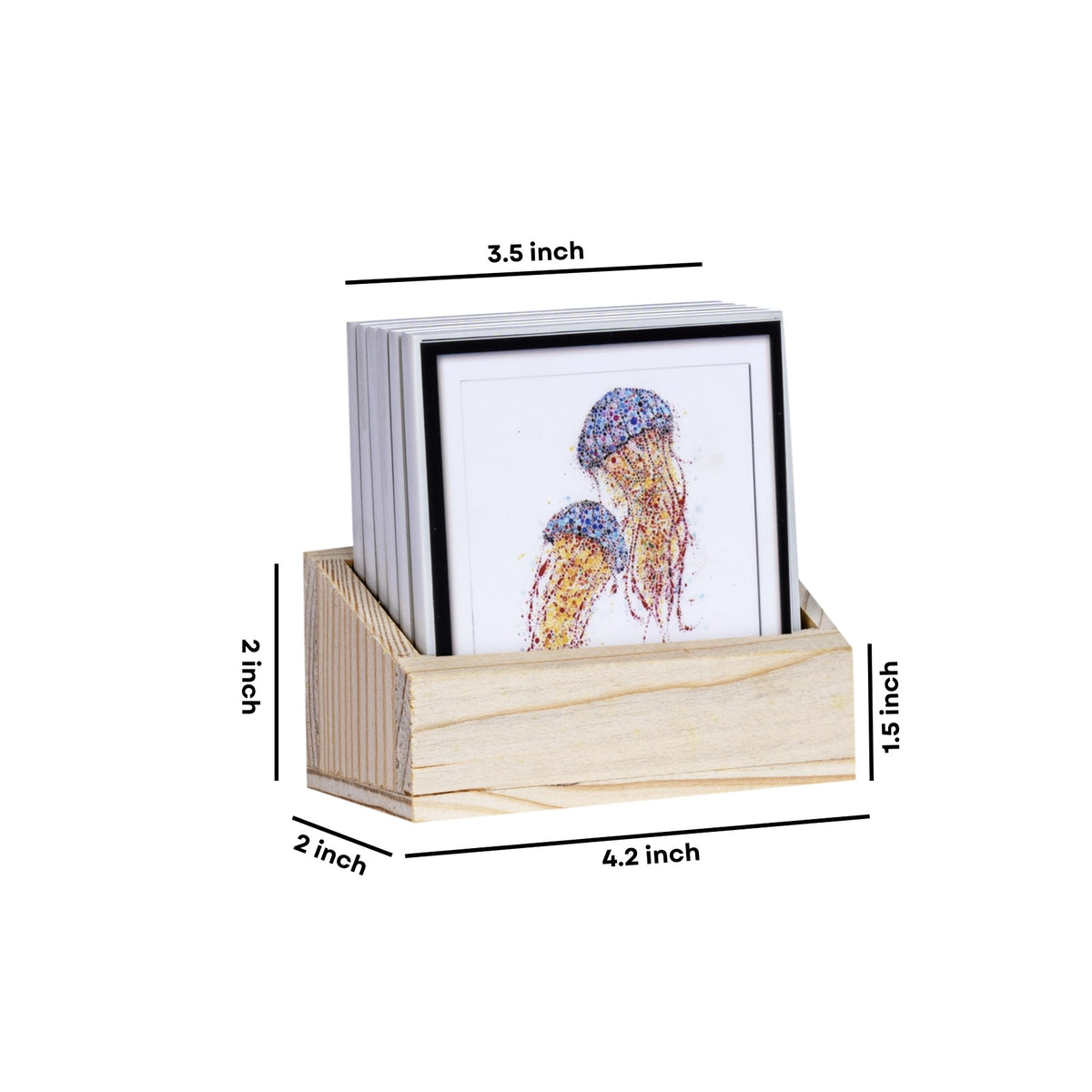Dot Art Tea Coasters - Set of 6 with wooden stand