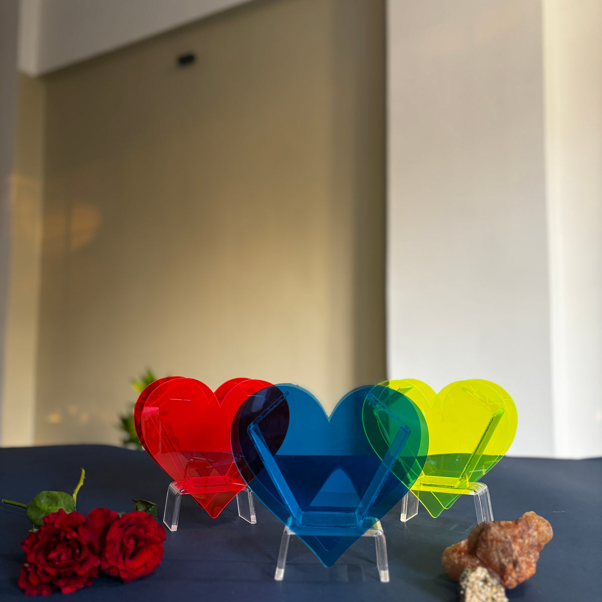 Heart Acrylic Vase - Set of 3