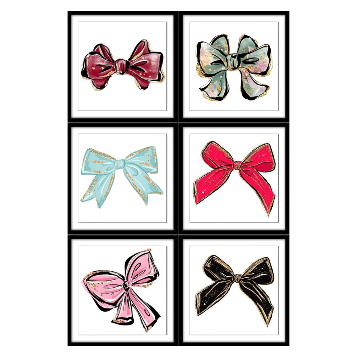 Pigtail Bows Tea Coasters - Set of 6 with wooden stand