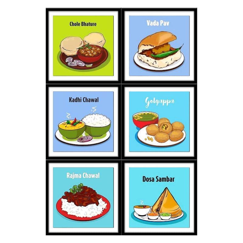 Big Foodies Tea Coasters - Set of 6 with a wooden  stand