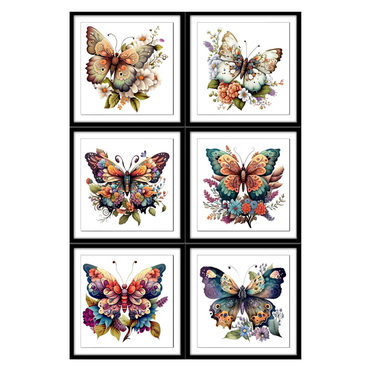 Butterfly Beauties Tea Coasters - Set of 6 with wooden stand
