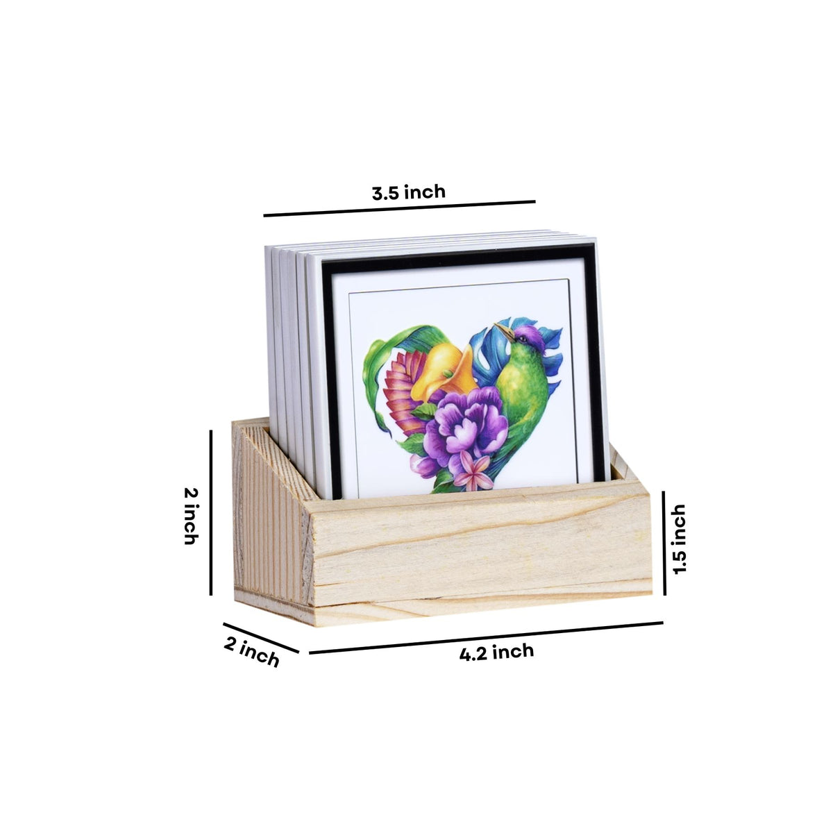 Tropical Tea Coasters - Set of 6 with wooden stand